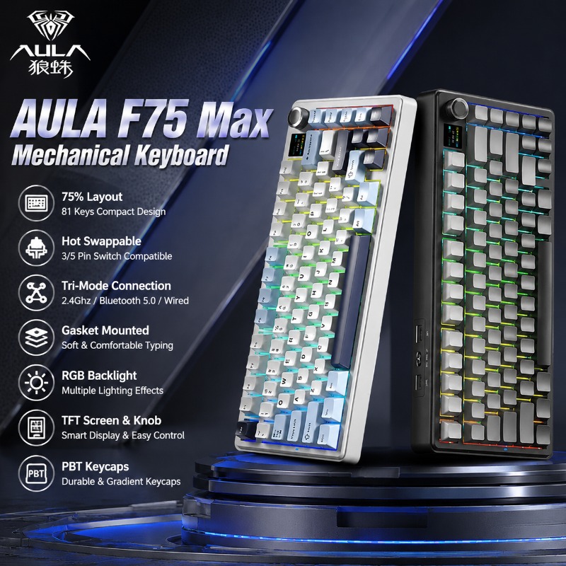 Pc Gaming Rgb - Klawiatura mechaniczna AULA F75 Max, układ